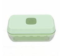 Fdit Bandeja para Hacer Cubitos de Hielo Tipo Prensa, Contenedor que Ahorra Espacio, Molde de Hielo Apilable, Contenedor que Ahorra Espacio con Cuchara para Congelador de Cocina (Verde)