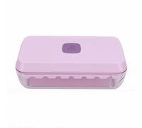 Fdit Bandeja para Hacer Cubitos de Hielo Tipo Prensa, Contenedor que Ahorra Espacio, Molde de Hielo Apilable, Contenedor que Ahorra Espacio con Cuchara para Congelador de Cocina (L Púrpura)