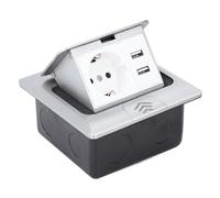 Fdit Caja de Piso Emergente de Acero Inoxidable, Cargador USB de 4.8A y Enchufe a Prueba de Manipulación de 20Amp para Pisos de Concreto y Encimeras