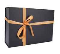 Fdit Caja de Regalo con Cierre Magnético, Amplia Caja Negra con Tapa para Regalos de Lujo, Ideal para el Día de la Madre, Cumpleaños, Bodas, 350 X 250 X 103 Mm