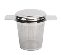Fdit Colador de té, Malla Fina con Tapa para Remojar té y café de Hojas Sueltas (desagüe de de acero inoxidable)