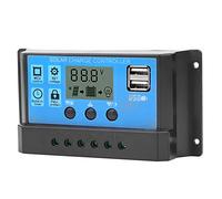 Fdit Controlador de Carga Solar, 10A 12V 24V Pantalla LCD PWM Automática con Protección contra Cortocircuitos, para de Energía Solar Fotovoltaica Fuera de la Red