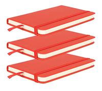 Fdit Cuaderno, Diario, Diario, 3 uds., Juego de Cuaderno de Cuero PU A6 con Cinta, Marcapáginas, Banda Elástica para Oficina, Escuela, Viajes, Escritura (rojo)