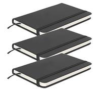 Fdit Cuaderno, Diario, Diario, 3 uds., Juego de Cuaderno de Cuero PU A6 con Cinta, Marcapáginas, Banda Elástica para Oficina, Escuela, Viajes, Escritura (BLACK)
