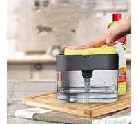 Fdit Dispensador de Líquido Automático con Diseño de Presión y Dosificador Transparente Visible para Encimera de Cocina, Color Gris.