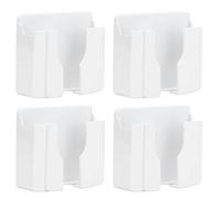 Fdit Estante de Almacenamiento de Pared de Plástico ABS, Soporte para Teléfono, Control Remoto, con Parte Trasera Adhesiva, para Dormitorio, Baño, Cocina, Oficina, 4 Unidades (Rayas Verticales)