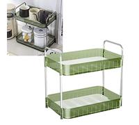 Fdit Estante de Secado de Tazas de Plástico Resistente con Bandeja de Drenaje, Estante de Almacenamiento para Encimera, Organizador de Encimera de Cocina para el Hogar (Verde Doble Capa)