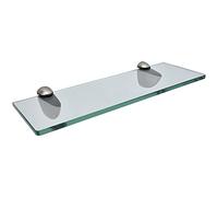 Fdit Estante de Vidrio para Baño, Moderno Estante de Almacenamiento Montado en la Pared de Aleación de Zinc con Acabado Cepillado y Vidrio Templado de 8 Mm, para Accesorios de Baño