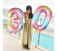 Fdit Globo de Foil Número 32 Pulgadas, Globo de Aluminio Degradado con Sellado Automático para Decoración de Fiestas y Bodas (36)