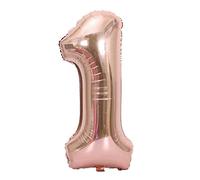 Fdit Globos con Números de Lámina de Oro Rosa Grande de 40 Pulgadas, Números de Lámina, Dígitos de con Flotador de Helio para Decoración de Fiesta de Cumpleaños de Boda (Numero 1)