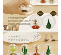 Fdit Innovador Juego de Tarros para Especias, 4 Unidades, para un Cómodo Almacenamiento de Condimentos en el Comedor, Bonito Diseño con Materiales Duraderos (planta)