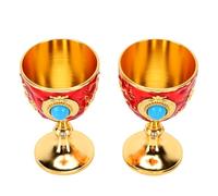 Fdit Juego de 2 Copas de Metal Dorado, Vasos Bañados en Oro, para Vino y Decoración de Mesa (rojo)