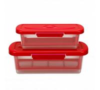 Fdit Juego de 2 Cuencos para Empanizar, Cuencos de Coctelera con Tapa para Pescado de Pollo Frito, Multiusos para Freír en Casa y Acampar Al Aire Libre (rojo)