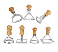 Fdit Juego de 7 Moldes para Bola de Masa, Prensa de Masa, Cortador de Galletas, Sello de Pasta, Aleación de Aluminio con de Madera para Hornear Pasteles y Pasteles