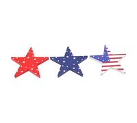 Fdit Juego de Estrellas de Madera del Día de la Independencia, Bloques Decorativos para la Celebración del 4 de Julio, MDF Natural, 3 Piezas, Tamaño 15 X 15 X 1,2 Cm