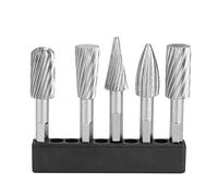 Fdit Juego de Fresas Rotativas, 5 Piezas de Acero de Alta Velocidad de Corte único, Vástago Hexagonal de 1/4 para Tallar, Dar Forma, Desbarbar, Aluminio, Hierro