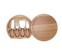 Fdit Juego de Tablas para Quesos, Elegante Tabla para Embutidos de Madera de Caucho con 4 Herramientas de Corte de Acero Inoxidable para Fiestas de Entretenimiento