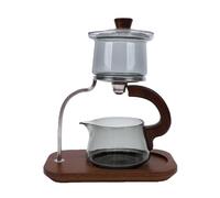 Fdit Juego de Tetera de Vidrio con Infusor y Taza de 350 Ml, Tetera de Borosilicato con Separación de Agua y de Madera para Preparar té Fácilmente