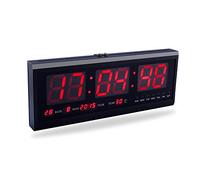 Fdit LED Reloj Digital Grande con Tiempo Calendario Fecha y Temperatura Indicación Reloj de Escritorio para Hogar Oficina Restaurante Aeropuerto Banco (Rojo/Azul/Verde) Socialme-EU (Rojo)