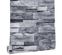 Fdit Papel Pintado Autoadhesivo, Pegatinas de Pared de Papel Engrosado Diseñadas con Ladrillo de Simulación 3D para Gabinete de Puerta de Pared, Rollo de 45 Cm X 6 M Cortable para
