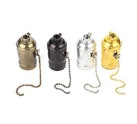 Fdit Portalámpara de Vintage Luz Enchufe Cadena Escritorio Lámpara de Mesa de Iluminación Poseedor Cambiar Cremallera Aluminio Socialme-EU(Negro)