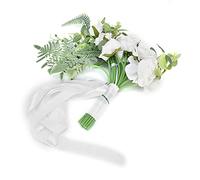 Fdit Ramo de Novia Vívido con Flores Artificiales de Seda, Ramo de Mano DIY para Bodas y Ocasiones Románticas, 1 Pieza