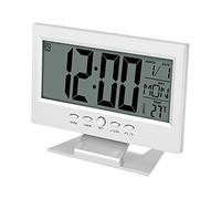 Fdit Reloj Eléctrico, Reloj Despertador con Sensor de Luz LED, Reloj Despertador con Sensor de Sonido Digital LCD, Reloj con Pantalla de Calendario y Temperatura para Oficina en Casa