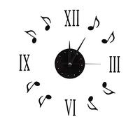 Fdit Socialme-EU Relojes de Pared Etiqueta Nota Musical Notas de Música Números 3D Romanos Disco de Vinilo Diseño de Interiores Decoración Moderna para Casa