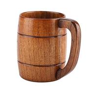 Fdit Taza de Madera para Cerveza, Artesanal ecológica, Capacidad Grande, Agarre cómodo, Textura Natural, Material Duradero, Bar Restaurante Fiesta hogar Uso Comercial