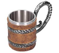 Fdit Taza de resina para beber, cerveza, vino, taza, barril, personalizado, vikingo, vintage, acero inoxidable, hecho a mano, taza para cerveza, vino, café, jugo, bebida, decoración del hogar