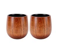 Fdit Taza de té de Madera, Taza de café Hecha a Mano de 2 Piezas para Bebidas Calientes de Whisky de Vino