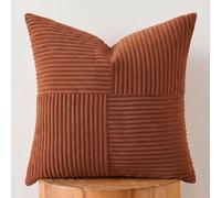 FDTERN Juego de 1 funda de cojín boho de 55x55 color óxido, con motivo cruzado, fundas de cojín decorativas de terciopelo acanalado, funda de almohada suave de terracota moderna para sofá, dormitorio