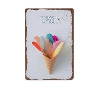 Feather Ice Cream Cone Inspirational Quote Placa de Aluminio Retro, Decoración de Pared Vintage Para Hogar, Bar, Garaje Y Granja 30x20cm