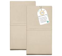 Feather & Stitch - Juego de 2 Fundas de Almohada 100% algodón, tamaño King, 500 Hilos, con Cierre de sobre, Suave y Lujosa, Tejido de satén de Damasco, para Dormir, 50 x 101 cm, Color Beige champán