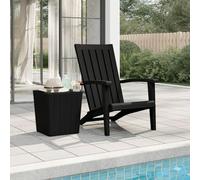 Fecpoo Silla Adirondack de polipropileno, 63 x 85 x 93 cm, resistente a los rayos UV, a prueba de golpes, con reposabrazos, color negro