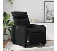 Fecpoo Sillón de relax con función reclinable eléctrica, piel sintética, color negro, 66 x 146 x 76,5 cm (posición tumbada) | máx. 110 kg | Sillón TV para salón