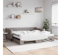 Fecpoo WGYHOME - Cama de día extensible 2 en 1 con colchón, construcción robusta de madera y metal, color topo, 223 x 212,5 cm (extendido), para apartamentos pequeños