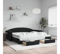 Fecpoo WGYHOME - Cama de día extensible con cajones, color negro, 222 x 110 cm, terciopelo, sofá cama 2 en 1 para habitación de invitados y sala de estar
