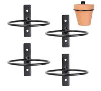 Feegow 4 soportes de pared para macetas para RING, soporte de metal para macetas de pared, colgador de plantas para exteriores, interiores, jardín, valla, balcón, decoración del hogar (10 cm)