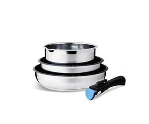 Feel Maestro Sartén MR-3529-4 Negro Plateado Acero Inoxidable Ø 18 cm Ø 24 cm Ø 22 cm