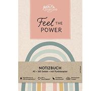 Feel The Power . Nachhaltiges Notizbuch in A5 mit Hardcover und Regenbogen-Motiv: Eintragbuch mit weißen Seiten und Punktemuster. Umweltfreundliches Tagebuch oder praktisches Bullet-Journal