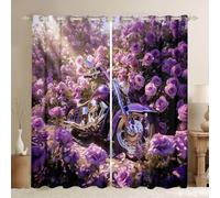 feelingyou Cortinas frescas para ventana de motocicleta, tamaño XXL, 260 x 140 cm, flores florecientes, románticas, buenas cortinas opacas para moto, deportes extremos, juego de 2 unidades para
