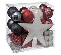 FEERIC LIGHTS & CHRISTMAS Atmosphera - Kits de Adornos navideños con Adornos para la Punta del árbol - Decoraciones Festivas para árboles de Navidad - 44 Piezas en Blanco, Rojo y Azul
