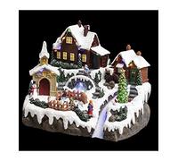 FEERIC LIGHTS & CHRISTMAS - Pueblo de Navidad Lago congelado Animado/Musical 28 LED + Transfo