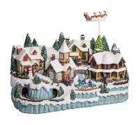 FEERIC LIGHTS & CHRISTMAS Pueblo de Navidad Tren y Reno Animado/Musical 45 LED + Transformador