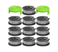 Feeshoppher 0.065 Carretes de recortadora de alimentación automática para Greenworks, juego de carrete de repuesto de una sola línea, paquete de 10 con 2 cubiertas, línea de poliamida de nailon, tapa