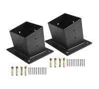 Feeshoppher Soporte de pared inclinado para pérgola de techo para madera de 4 x 4, estructura de patio resistente a la intemperie, color negro (2 piezas)