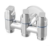 Feeshoppher Válvulas de ángulo de inyección de agua de 3 vías, válvula desviadora de agua multiusos, válvula de ángulo de tres vías con salidas triples para sistema de fontanería del hogar, baño