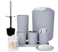FEILANDUO Juego Completo de Accesorios de baño, Juego de 8 Accesorios de baño con Basura, dispensador de jabón, jabonera, Soporte para Cepillo de Dientes, Taza para Cepillo de Dientes, Cepillo de