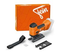 Fein F-IRON Jig 26 AS - Sierra de calar inalámbrica (vástago en T, adaptador de extracción, carrera de péndulo de 4 niveles, luz de trabajo LED, cuatro ángulos de inglete ajustables, compatible con